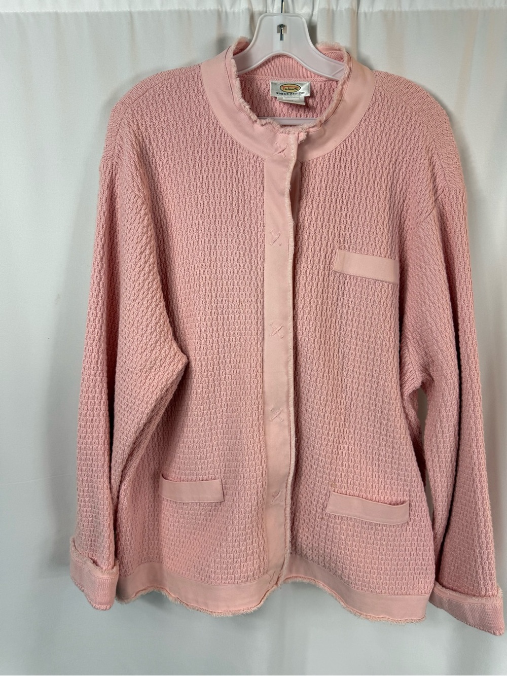 Talbots Pale Pink Textured Knit Cardigan Jacket size: XL